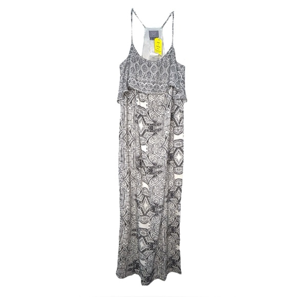 $168 Anthropologie Maxi Dress 6 Medium Silver Balls Trim Halter Tiered Bodice - Picture 10 of 16